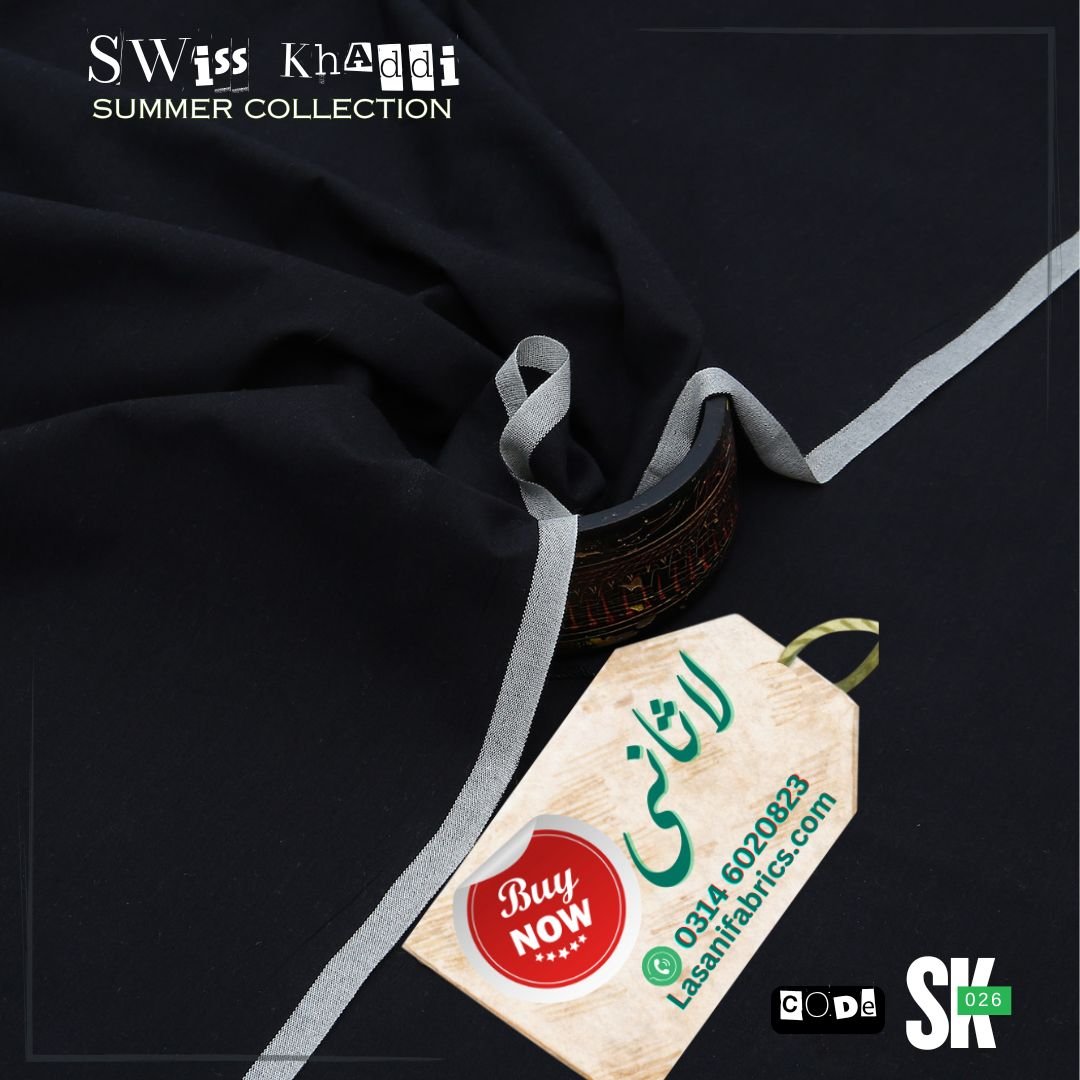 Black Swiss Swiss Cotton Khaddar -Black-SK-26
