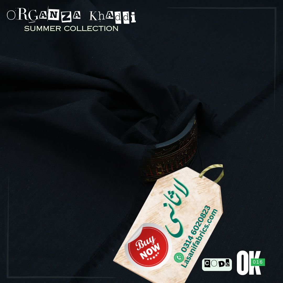 Black Organza Cotton Khaddar -Black-OK-16