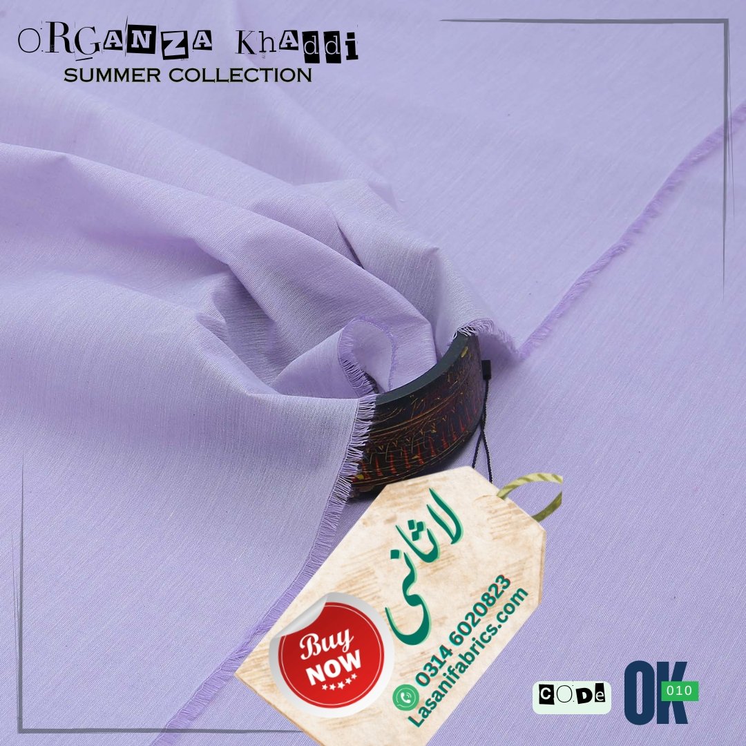 Light Purple Organza Cotton Khaddar - Light Purple-OK-10