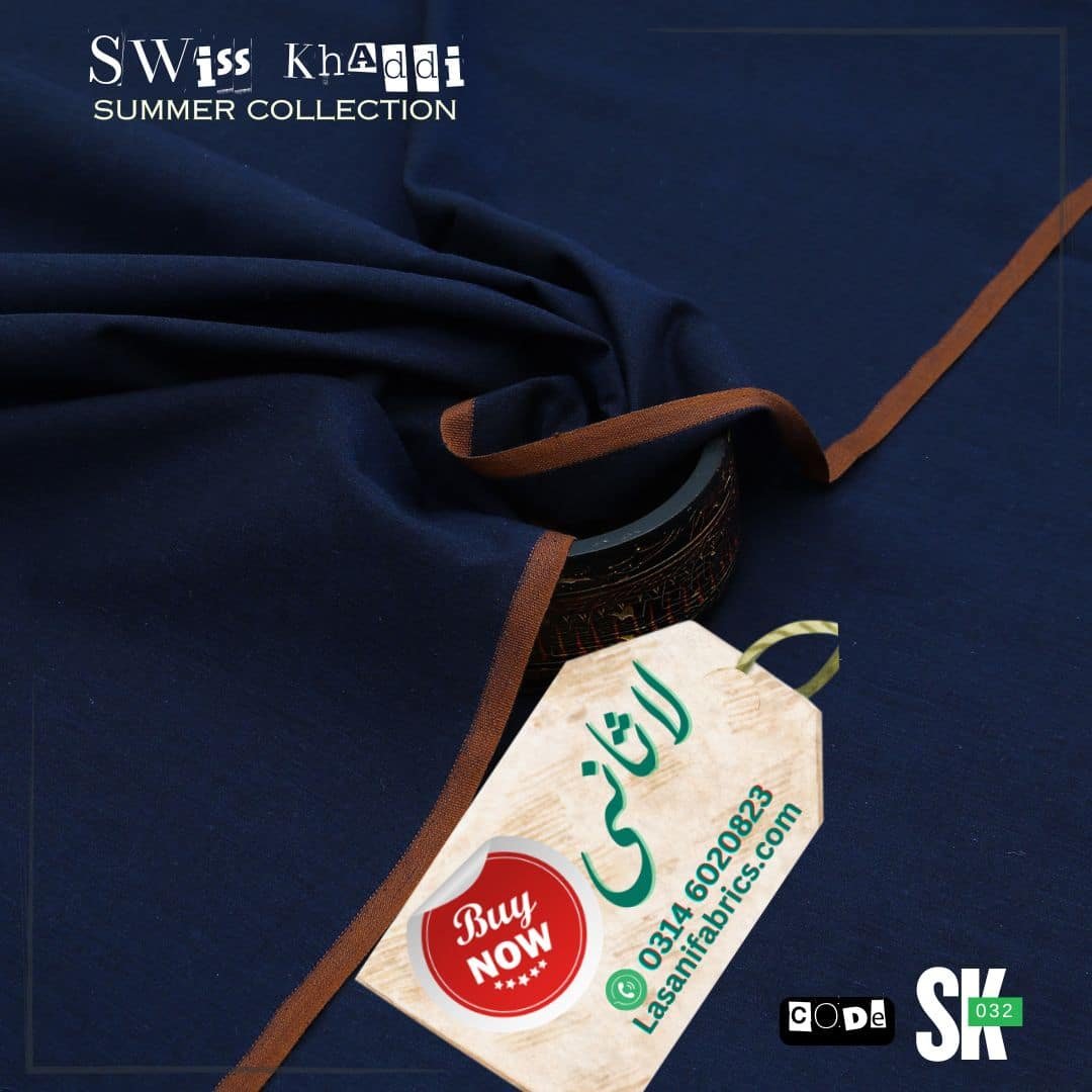 Navy Blue Swiss Swiss Cotton Khaddar -Navy Blue-SK-32