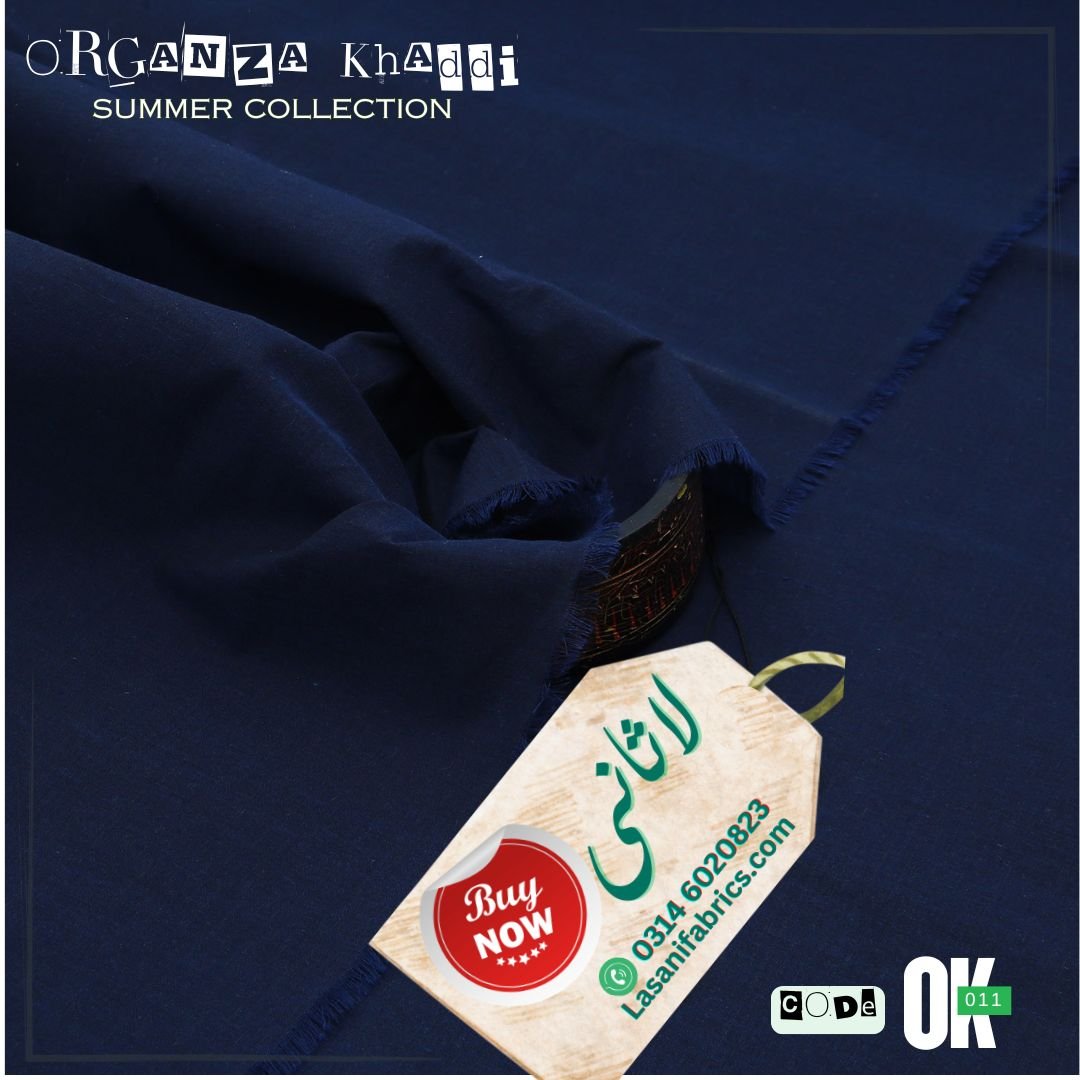 Organza Cotton Khaddar - Nevy Blue-OK-11