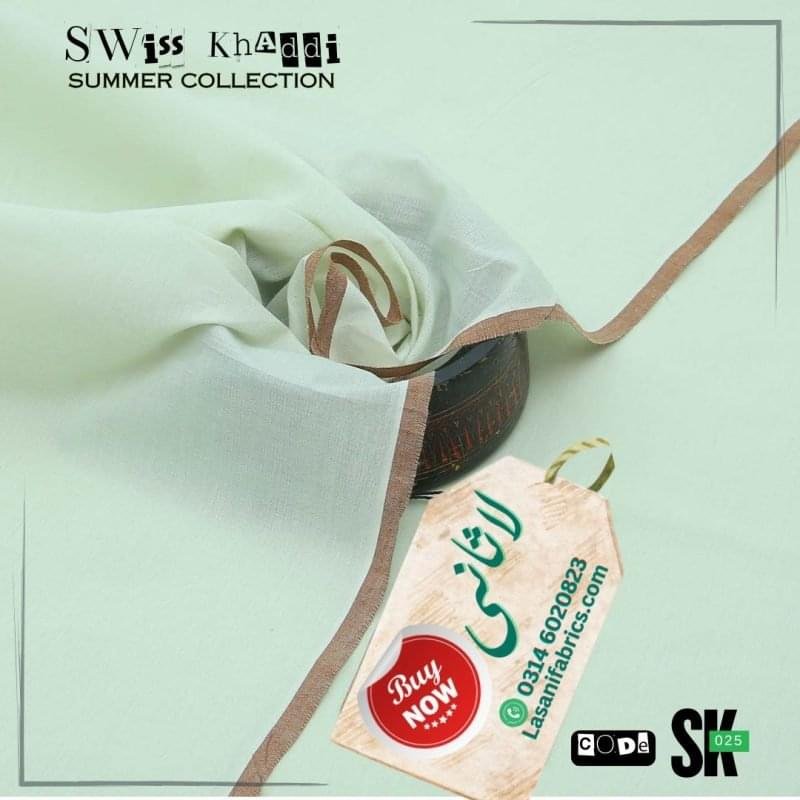 Swiss Cotton Khaddar -Apple Green-SK-25