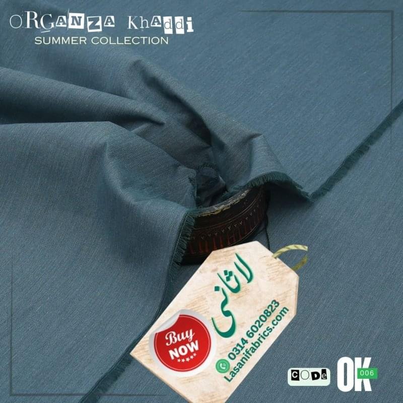Organza Cotton Khaddar -Greenish Grey-OK-06
