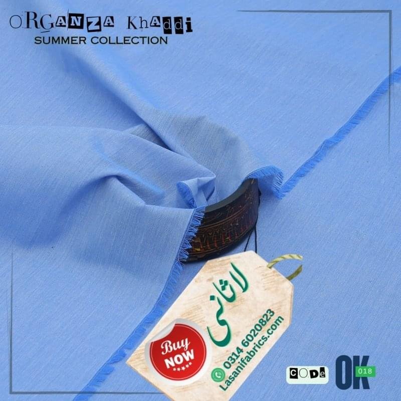 Organza Cotton Khaddar - Sky Blue-OK-18